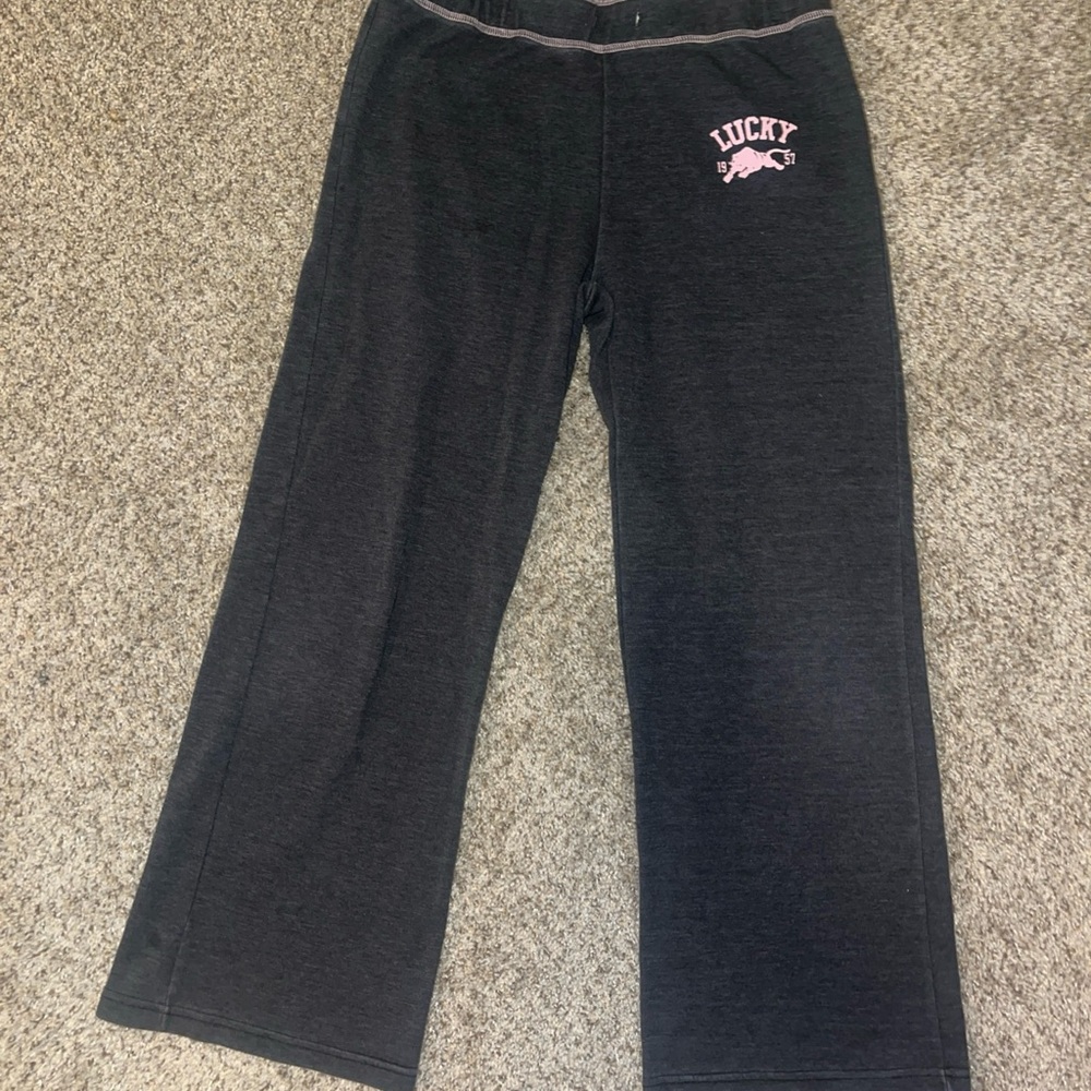 Lucky Brand Charcoal Pants with Pink Logo